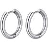 ChainsHouse Stud Earrings for Men Women,316L Stainless Steel/14K Gold/Black Plated Metal, Punk Hypoallergenic Surgical Huggie Hoop Earrings Mens Jewelry Piercing Hoop Earrings(H: Silver-Huggie Hoop(1 Pair))