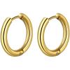 ChainsHouse Stud Earrings for Men Women,316L Stainless Steel/14K Gold/Black Plated Metal, Punk Hypoallergenic Surgical Huggie Hoop Earrings Mens Jewelry Piercing Hoop Earrings(H: Gold-Huggie Hoop(1 Pair))