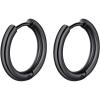 ChainsHouse Stud Earrings for Men Women,316L Stainless Steel/14K Gold/Black Plated Metal, Punk Hypoallergenic Surgical Huggie Hoop Earrings Mens Jewelry Piercing Hoop Earrings(H: Black-Huggie Hoop(1 Pair))
