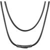 ChainsHouse Waterproof Braided Black Leather Necklace Cord with Clasp, Men Women DIY Rope Chain for Pendant, Customize Available, 1.5/2/3mm Width, 16/18/20/22/24/26/28/30″ Length (with Gift Box)(b. Black 2MM Wide-Black Clasp)