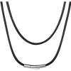 ChainsHouse Waterproof Braided Black Leather Necklace Cord with Clasp, Men Women DIY Rope Chain for Pendant, Customize Available, 1.5/2/3mm Width, 16/18/20/22/24/26/28/30″ Length (with Gift Box)(a. 2MM Wide-Black)