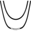 ChainsHouse Waterproof Braided Black Leather Necklace Cord with Clasp, Men Women DIY Rope Chain for Pendant, Customize Available, 1.5/2/3mm Width, 16/18/20/22/24/26/28/30″ Length (with Gift Box)(a. 3MM Wide-Black)