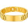 ChainsHouse Wristband ID Bracelets for Men, Stainless Steel/18K Gold/Black Metal Plated, Personalized Engrave Chunky Bracelet Bangle, with Removal Tool, 15MM/15.5MM Width, 8.27-8.66 Inch Length(h. 15mm width-Gold)