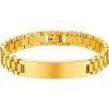 ChainsHouse Wristband ID Bracelets for Men, Stainless Steel/18K Gold/Black Metal Plated, Personalized Engrave Chunky Bracelet Bangle, with Removal Tool, 15MM/15.5MM Width, 8.27-8.66 Inch Length(g. 10mm width-Gold)