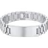 ChainsHouse Wristband ID Bracelets for Men, Stainless Steel/18K Gold/Black Metal Plated, Personalized Engrave Chunky Bracelet Bangle, with Removal Tool, 15MM/15.5MM Width, 8.27-8.66 Inch Length(b. 15mm width-Steel)