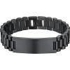ChainsHouse Wristband ID Bracelets for Men, Stainless Steel/18K Gold/Black Metal Plated, Personalized Engrave Chunky Bracelet Bangle, with Removal Tool, 15MM/15.5MM Width, 8.27-8.66 Inch Length(e. 15mm width-Black)