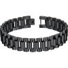 ChainsHouse Wristband ID Bracelets for Men, Stainless Steel/18K Gold/Black Metal Plated, Personalized Engrave Chunky Bracelet Bangle, with Removal Tool, 15MM/15.5MM Width, 8.27-8.66 Inch Length(f. 15.5mm width-Black)