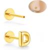 ORANGELOVE 316L Surgical Steel Gold Threadless Nose Studs Nose Rings,Tiny Initial Letter Stud Earring,20G Flat Back Earring, Alphabet Name Earrings Tragus Helix Cartilage Ear Piercing for Women Men(Gold)