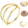 ORANGELOVE 316L Surgical Steel Hinge Triple Hoop Segment Nose Rings Cartilage Hoop Seamless Hinged Clicker Ear Piercing for Helix, Tragus, Conch, Cartilage, Nostril Piercings 20G 18G 16G(Gold-Triple Hoop)