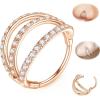 ORANGELOVE 316L Surgical Steel Hinge Triple Hoop Segment Nose Rings Cartilage Hoop Seamless Hinged Clicker Ear Piercing for Helix, Tragus, Conch, Cartilage, Nostril Piercings 20G 18G 16G(Rose Gold-CZ Triple Hoop)