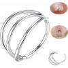 ORANGELOVE 316L Surgical Steel Hinge Triple Hoop Segment Nose Rings Cartilage Hoop Seamless Hinged Clicker Ear Piercing for Helix, Tragus, Conch, Cartilage, Nostril Piercings 20G 18G 16G(Silver-Triple Hoop)