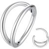ORANGELOVE Double Hoop Nose Ring 18G 16G 316L Surgical Steel Cartilage Earring Septum Jewelry Seamless Hinged Clicker Segment Ring Conch Daith Tragus Helix Rook Piercing Earring Lip Ring(2pcs/18G/Diameter:9mm/Silver)