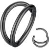 ORANGELOVE Double Hoop Nose Ring 18G 16G 316L Surgical Steel Cartilage Earring Septum Jewelry Seamless Hinged Clicker Segment Ring Conch Daith Tragus Helix Rook Piercing Earring Lip Ring(1pc/18G/Diameter:6mm/Black)