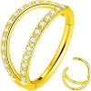 ORANGELOVE Double Open Stack CZ Nose Ring Hoop 316L Surgical Steel Helix Rook Conch Cartilage Daith Tragus Earrings Hinged Segment Nostril Piercing Septum Clicker 20G 18G 16G Lip Ring(1pc/18G 6mm Gold/Clear CZ)