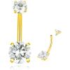 ORANGELOVE G23 Titanium 14G Belly Button Rings Cubic Zirconia Internally Threaded CZ Belly Ring Navel Barbell Stud Body Piercing Jewelry 14 Gauge 8mm 10mm 12mm 14mm(14G/Bar Length:10mm/Gold)