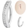 ORANGELOVE G23 Titanium 14G Belly Button Rings for Women Hinged Hoop Clicker Belly Ring Reverse Curved Navel Ring Floating Navel Barbell Piercing Jewelry 14 Gauge 8mm 10mm 12mm 14mm(CZ Silver)