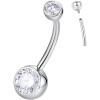 ORANGELOVE G23 Titanium Belly Button Ring – CZ Round Cubic Zirconia Internally Threaded Navel Piercing Ring – 14mm, 12mm, 10mm, 8mm – 14G Belly Piercings Barbell Jewelry for Women & Men(14G/Bar Length:10mm/Silver)