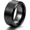 TRUMIUM 2mm 4mm 6mm 8mm 10mm Tungsten Ring Wedding Band for Women Men Bevel Edges Brushed Comfort Fit Size 4-15(Black 10mm)