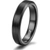 TRUMIUM 2mm 4mm 6mm 8mm 10mm Tungsten Ring Wedding Band for Women Men Bevel Edges Brushed Comfort Fit Size 4-15(Black 4mm)
