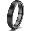 TRUMIUM 2mm 4mm 6mm 8mm 10mm Tungsten Ring Wedding Band for Women Men Bevel Edges Brushed Comfort Fit Size 4-15(Black 4mm I Love You)