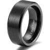 TRUMIUM 2mm 4mm 6mm 8mm 10mm Tungsten Ring Wedding Band for Women Men Bevel Edges Brushed Comfort Fit Size 4-15(Black 8mm I Love You)