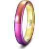 TRUMIUM 2mm 4mm 6mm 8mm Tungsten Wedding Band Ring for Men Women Silver/Rose Gold Plated/Rainbow/Gold Plated Domed High Polish Engagement Promise Rings Comfort Fit 4-15(Tungsten-Rainbow-4mm)