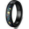 TRUMIUM 4mm 6mm Wedding Rings for Men Women Tungsten Carbide Galaxy Opal and Sandblast Inlay Multi-Colored Mens Wedding Band Beveled Edges Comfort Fit Size 5-13(Opal& Gold Foil-6mm)