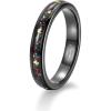 TRUMIUM 4mm 6mm Wedding Rings for Men Women Tungsten Carbide Galaxy Opal and Sandblast Inlay Multi-Colored Mens Wedding Band Beveled Edges Comfort Fit Size 5-13(Opal& Gold Foil-4mm)