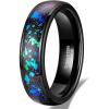 TRUMIUM 4mm 6mm Wedding Rings for Men Women Tungsten Carbide Galaxy Opal and Sandblast Inlay Multi-Colored Mens Wedding Band Beveled Edges Comfort Fit Size 5-13(6mm Galaxy)