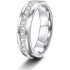 TRUMIUM 6mm 8mm Mens Tungsten Wedding Bands with Cubic Zirconia Eternity Ring CZ Inlaid Black Silver Plated 24K Gold Plated Tungsten Carbied Rings High Polish Size 7-13(6mm silver plated)
