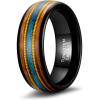 TRUMIUM 6mm 8mm Mens Wedding Band Tungsten Rings for Men Women Whiskey Wood Turquoise Opal Guitar String Black Wedding Rings Beveled Edges Comfort Fit Size 6-13(Gold Guitar Strings-8mm)