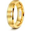TRUMIUM 6mm 8mm Mens Womens 24K Gold Plated Tungsten Wedding Ring Band Brush Finish Scratch Resistant Size 5-14(6mm 24k gold plated)