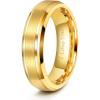 TRUMIUM 6mm 8mm Mens Womens 24K Gold Plated Tungsten Wedding Ring Band Brush Finish Scratch Resistant Size 5-14(6mm I Love You Engraved)