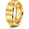 TRUMIUM 6mm 8mm Mens Womens 24K Gold Plated Tungsten Wedding Ring Band Brush Finish Scratch Resistant Size 5-14(8mm 24k gold plated)