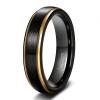 TRUMIUM 6mm 8mm Tungsten Rings for Men Women Black Wedding Band 24K Gold Plated/Rose Gold Plated Step Edges Comfort Fit Size 6-13(6mm 24k gold plated)