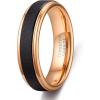TRUMIUM 6mm 8mm Tungsten Rings for Men Women Black Wedding Band 24K Gold Plated/Rose Gold Plated Step Edges Comfort Fit Size 6-13(6mm Sandstone)