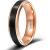 TRUMIUM 6mm 8mm Tungsten Rings for Men Women Black Wedding Band 24K Gold Plated/Rose Gold Plated Step Edges Comfort Fit Size 6-13(6mm rose gold plated)