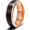 TRUMIUM 6mm 8mm Tungsten Rings for Men Women Black Wedding Band 24K Gold Plated/Rose Gold Plated Step Edges Comfort Fit Size 6-13(8mm rose gold plated)