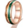 TRUMIUM 8mm Mens Wedding Band Malachite & Wood Inlay Tungsten Carbide Rings Rose Gold Plated Engagement Band Beveled Edges Comfort Fit Size 6-13(8mm malachite)