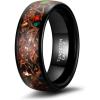 TRUMIUM 8mm Mens Wedding Band Tungsten Rings for Men Women Red Blue Opal Inlay Black Mens Rings Beveled Edges Comfort Fit Size 7-13(Red Blue Opal-8mm)