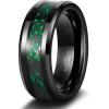 TRUMIUM 8mm Tungsten Carbide Rings for Men Women Celtic Dragon Cubic Zirconia Promise Wedding Ring Black/Blue/Green/Red Comfort Fit Size 7-14(8mm Green)