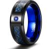 TRUMIUM 8mm Tungsten Carbide Rings for Men Women Celtic Dragon Cubic Zirconia Promise Wedding Ring Black/Blue/Green/Red Comfort Fit Size 7-14(Blue)