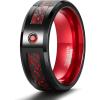 TRUMIUM 8mm Tungsten Carbide Rings for Men Women Celtic Dragon Cubic Zirconia Promise Wedding Ring Black/Blue/Green/Red Comfort Fit Size 7-14(Red)