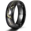 TRUMIUM Tungsten Rings 8mm Mens Wedding Band Black and Foil Fragments Inlay Beveled Edges Comfort Fit Size 6-13(8mm Black)