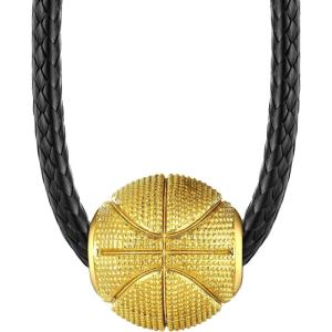 ChainsHouse Sports Football/Basketball/Volleyball/Baseball/Rugby Necklace for Men Women, Gold/Black/Solid Stainless Steel 3D Ball Sport Necklaces Charm Pendants, Sports Fan Ball Jewelry Gifts(03. Basketball-Gold)