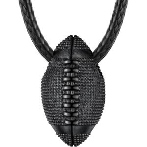 ChainsHouse Sports Football/Basketball/Volleyball/Baseball/Rugby Necklace for Men Women, Gold/Black/Solid Stainless Steel 3D Ball Sport Necklaces Charm Pendants, Sports Fan Ball Jewelry Gifts(01. Rugby Ball-Black)