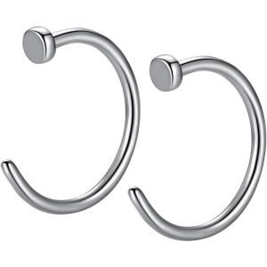 ORANGELOVE 316L Surgical Steel Faux Piercing Jewelry Fake Open Hoop Nose Ring Faux Helix Cartilage Lip Septum Jewelry 18g 20g 22g Perfect Basics Comfort Fit 6mm 7mm 8mm 9mm 10mm 11mm 12mm