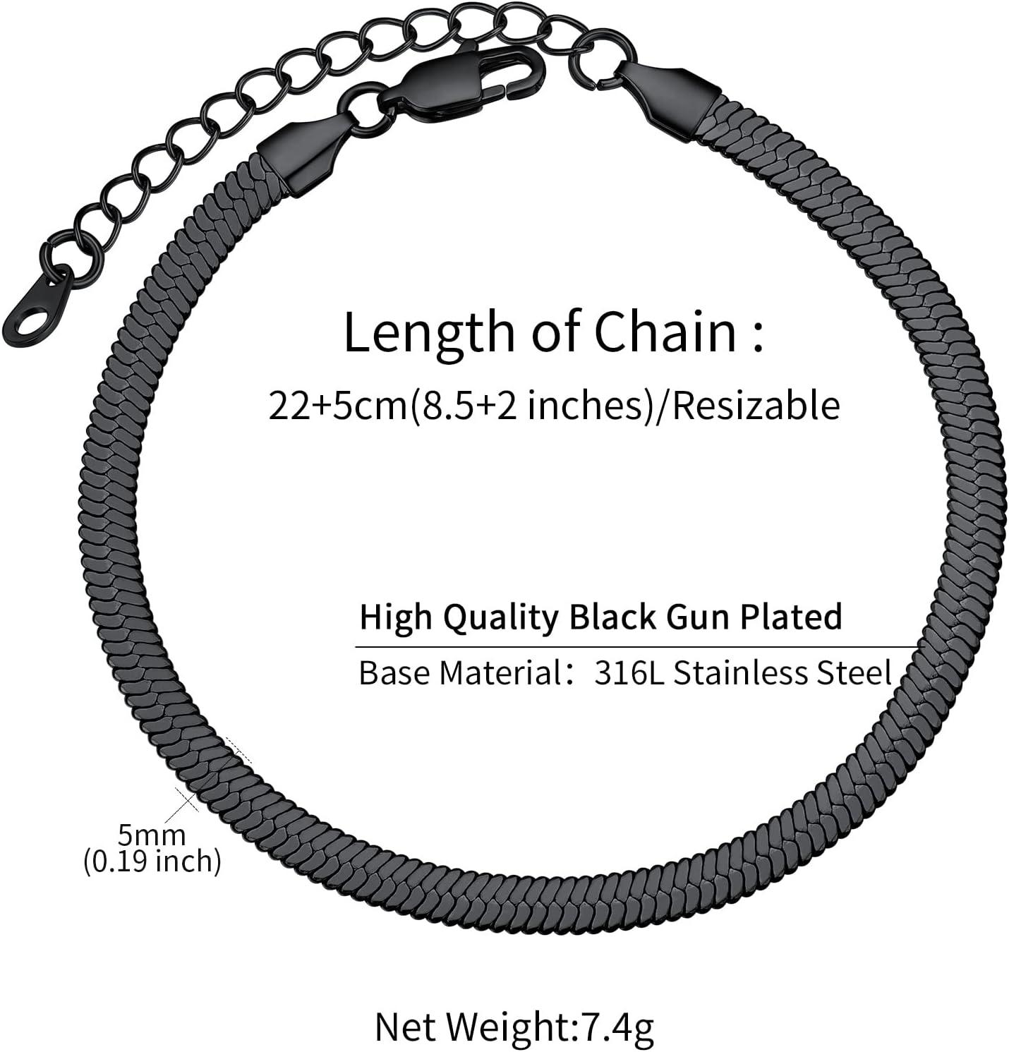 imageChainsHouse Ankle Bracelets for Women Stainless Steel Chain Anklets Waterproof Women Summer Beach Jewelry Gift Come with Box10 5mmHerringboneBlack