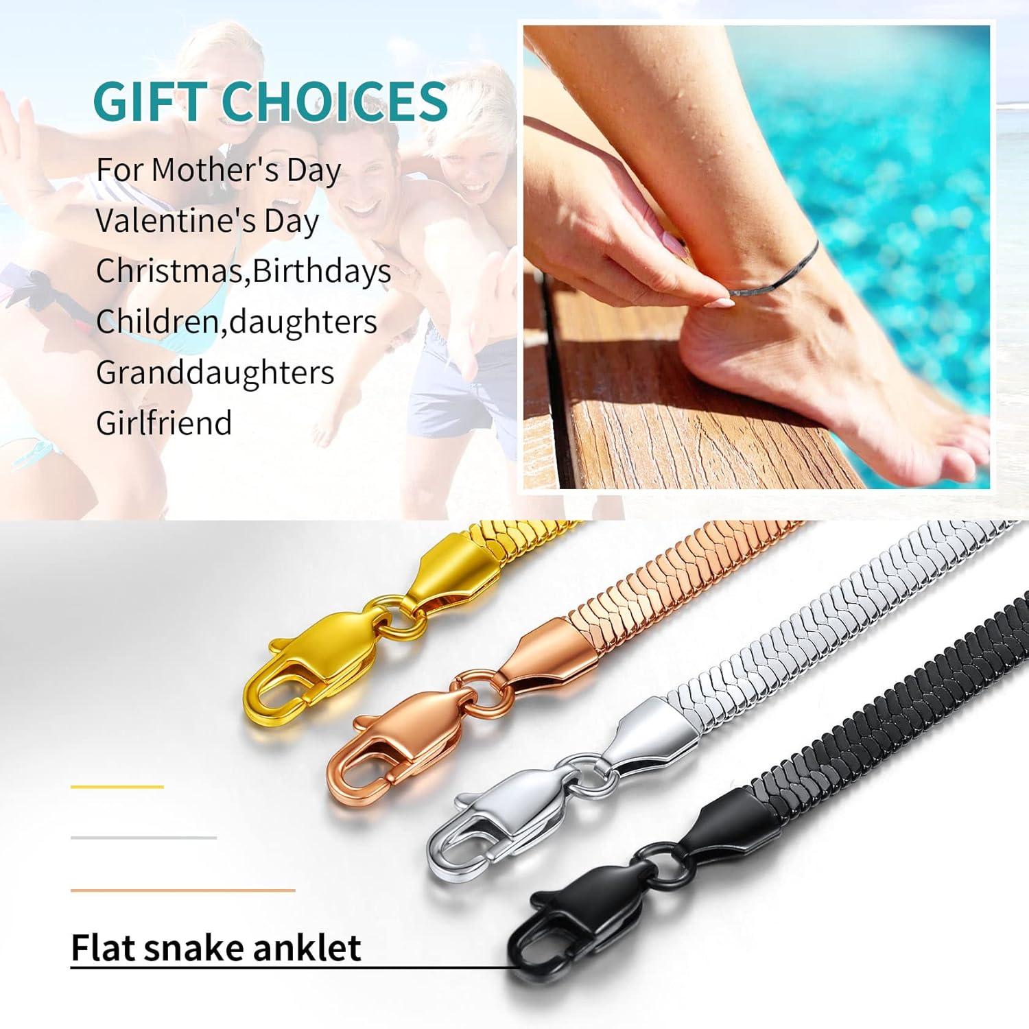 imageChainsHouse Ankle Bracelets for Women Stainless Steel Chain Anklets Waterproof Women Summer Beach Jewelry Gift Come with Box10 5mmHerringboneBlack