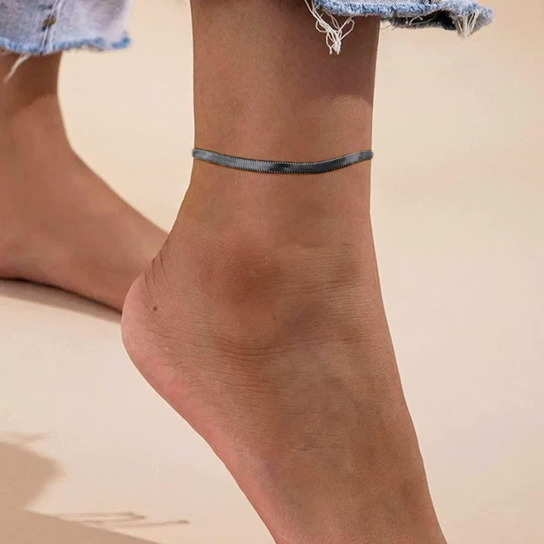 imageChainsHouse Ankle Bracelets for Women Stainless Steel Chain Anklets Waterproof Women Summer Beach Jewelry Gift Come with Box10 5mmHerringboneBlack